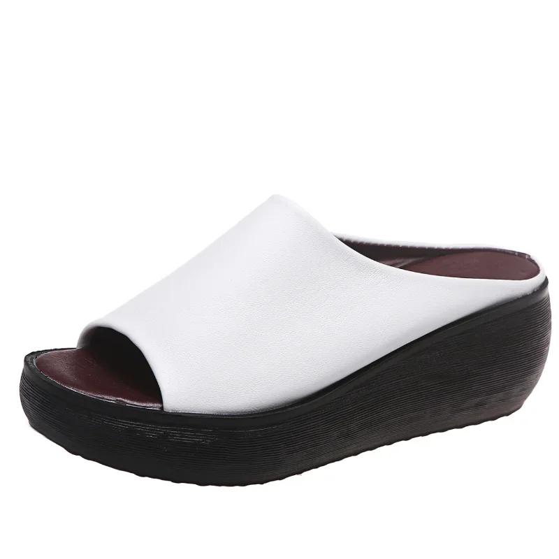 

2024 Большие размеры Женская обувь Базовые женские тапочки Летние повседневные тапочки для улицы Женская обувь на платформе и танкетке Женская обувь Zapatos 40 белый