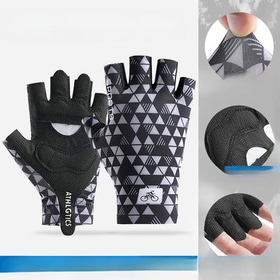 Neue Radhandschuhe Halbfinger für Herren und Damen Eisseide Dünn Rutschfest Atmungsaktiv Mitnehmbar Sonnenschutz Mountainbike Fahrradhandschuhe