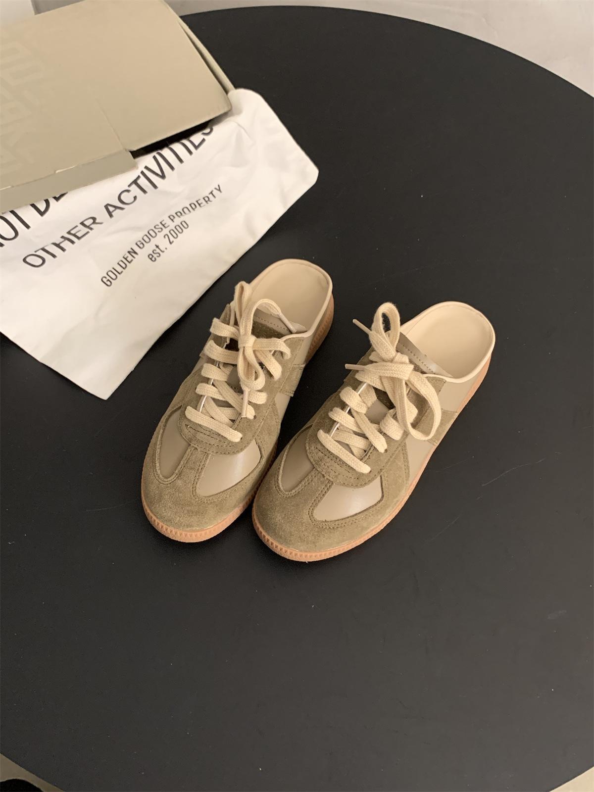 

Баотоу полутапочки женская верхняя одежда 2025 новая ретро универсальная платформа без каблука и одна педаль ленивые немецкие кроссовки 40