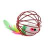 Colorful Feathered Wire Cage Mouse Cat Toy for Self-Entertainment