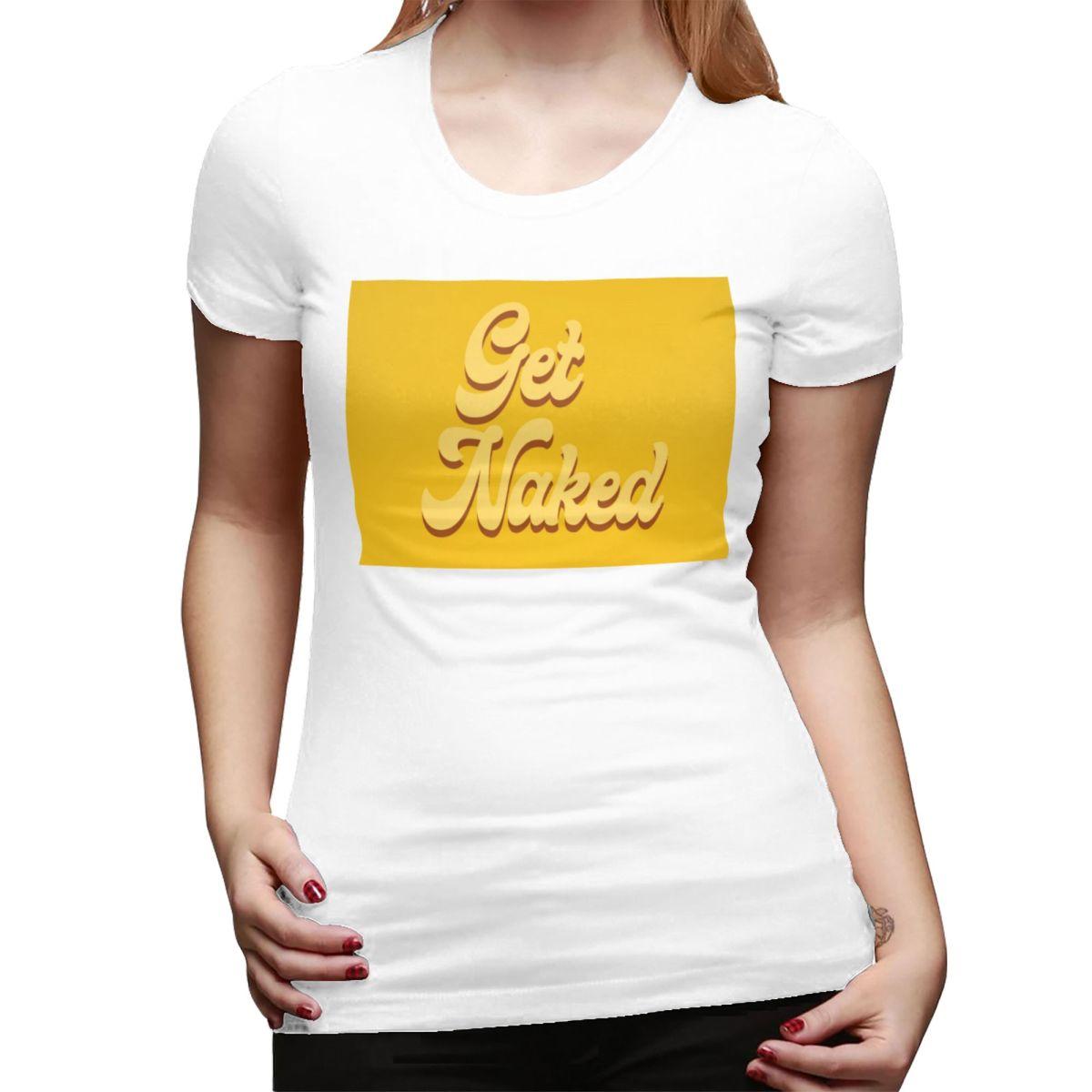 

Get Naked Typography Mustard TShirt for Women Round Neck Streetwear T Shirts Womens Short Sleeve Summer Clothes Tops S