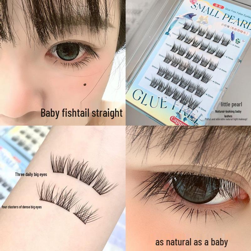 Cappuvini Легкие Натуральные Накладные Ресницы Без Клея - Прямые Основания, Выраженные Пряди, Удобный Сегментированный Дизайн