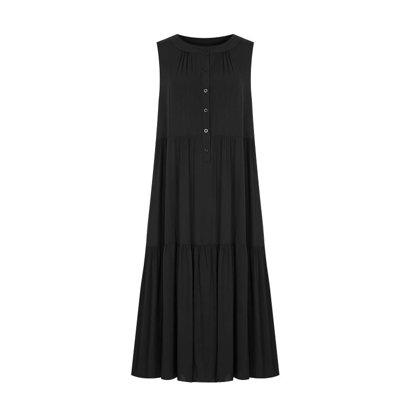 SELLY'S Sleeveless Tiered Loose Fit Long Dress_I6B-Cop020