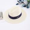 Panama Straw Hat Women's Summer Top Hat Versatile Jazz Hat Adjustable Sun Hat for Shopping Sun Hat