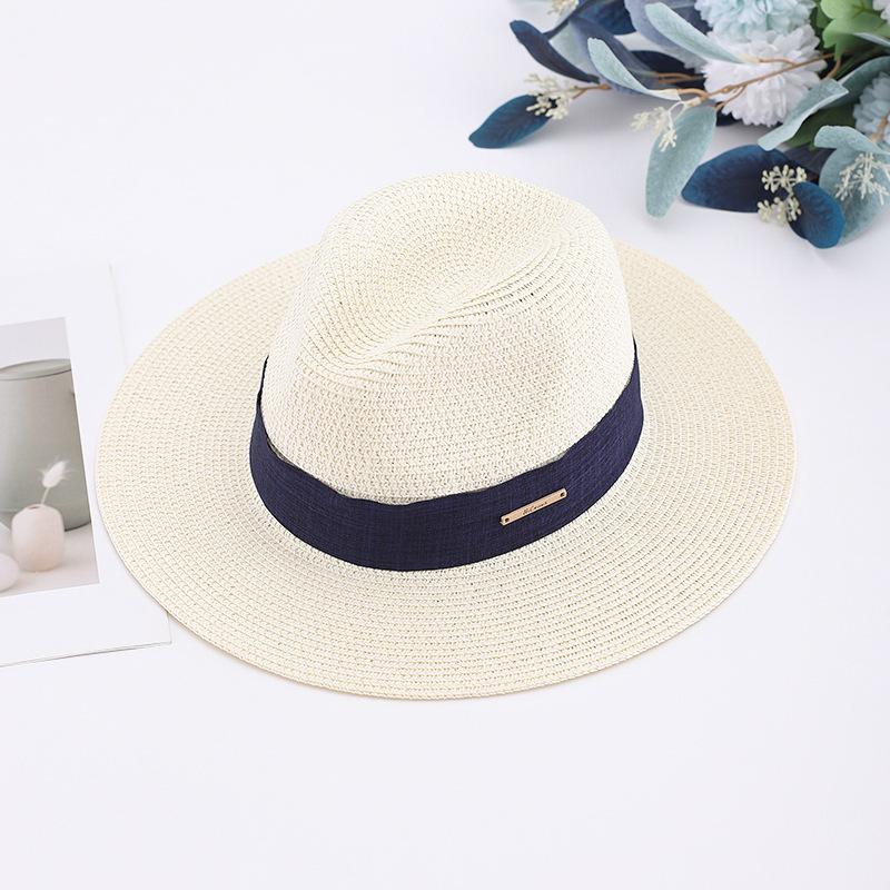 Panama Straw Hat Women's Summer Top Hat Versatile Jazz Hat Adjustable Sun Hat for Shopping Sun Hat