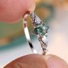 Vintage Grüner Moosstein Achat Ring für Frauen Echt 925 Sterling Silber Hochzeitsschmuck