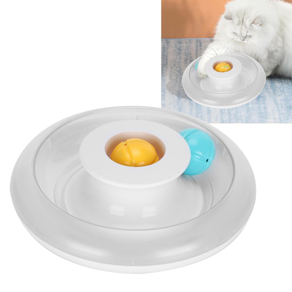 Cat Turntable Toy Cat Durable Roller Track Ball Plaything with Two Colorful Balls