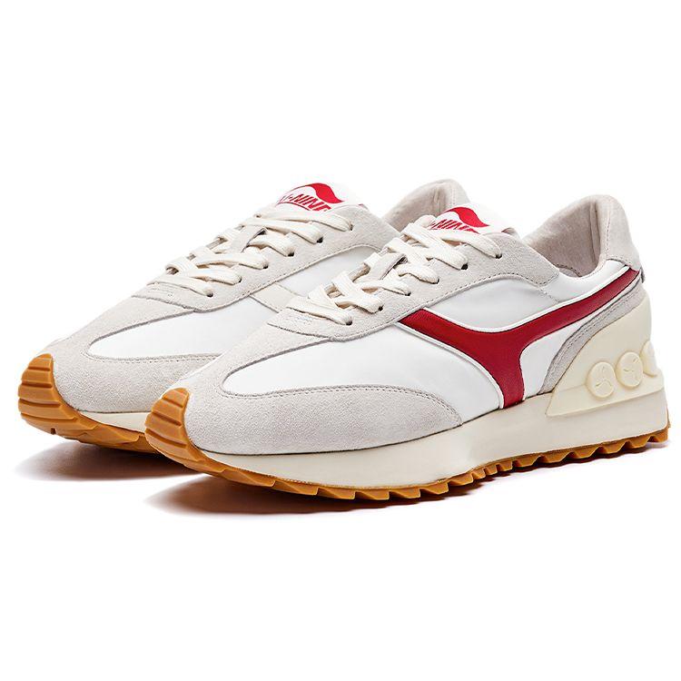 Li Ning Zheng Rong Suede Leather Fashion Retro Shock Absorbing Non-Slip Wear-Resistant Low-Top Running Shoes Women Running Shoes Off-White ALFR140-1