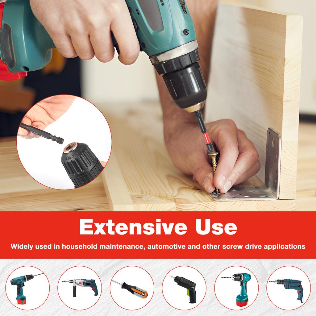 20pcs 65/110mm Impact Screwdriver Bit Set 1/4 Inch Hex Shank Slotted Heads Magnetic S2 Steel Cross Slot Screw Driver Drill Bits