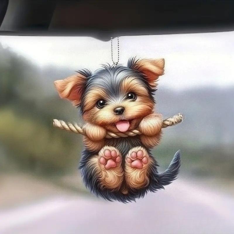 Wisiorek samochodowy akrylowy, huśtający się pies, lekki, lusterko samochodowe, wiszące, akcesoria do wnętrza samochodu, torba na ramię, dekoracja torby szkolnej, urok, prezent na Walentynki