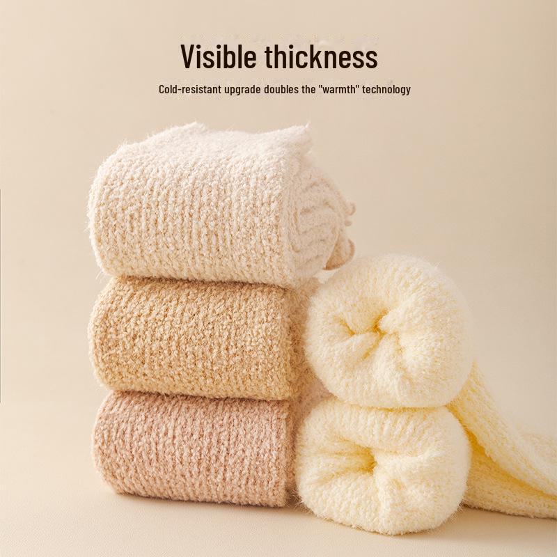 Women's Knee-Length and Over-the-Knee Plush Winter Socks, Thickened for Warmth