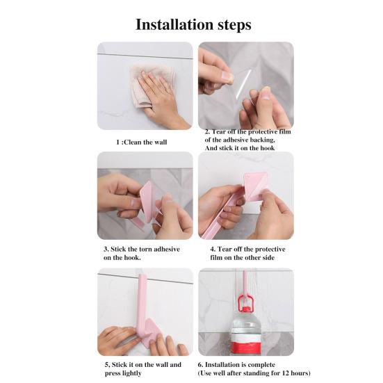 3Pcs Wall Hook Strong Load-Bearing Waterproof L-Shaped Traceless Hanger Traceless Bathroom Kitchen Hook