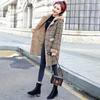 Herbst Winter Wolle Mantel Frauen Plaid Schafe Scher Leder Pelz Mid Lange Mäntel Plus Samt Starke Mit Kapuze Warme Wolle Dame mantel