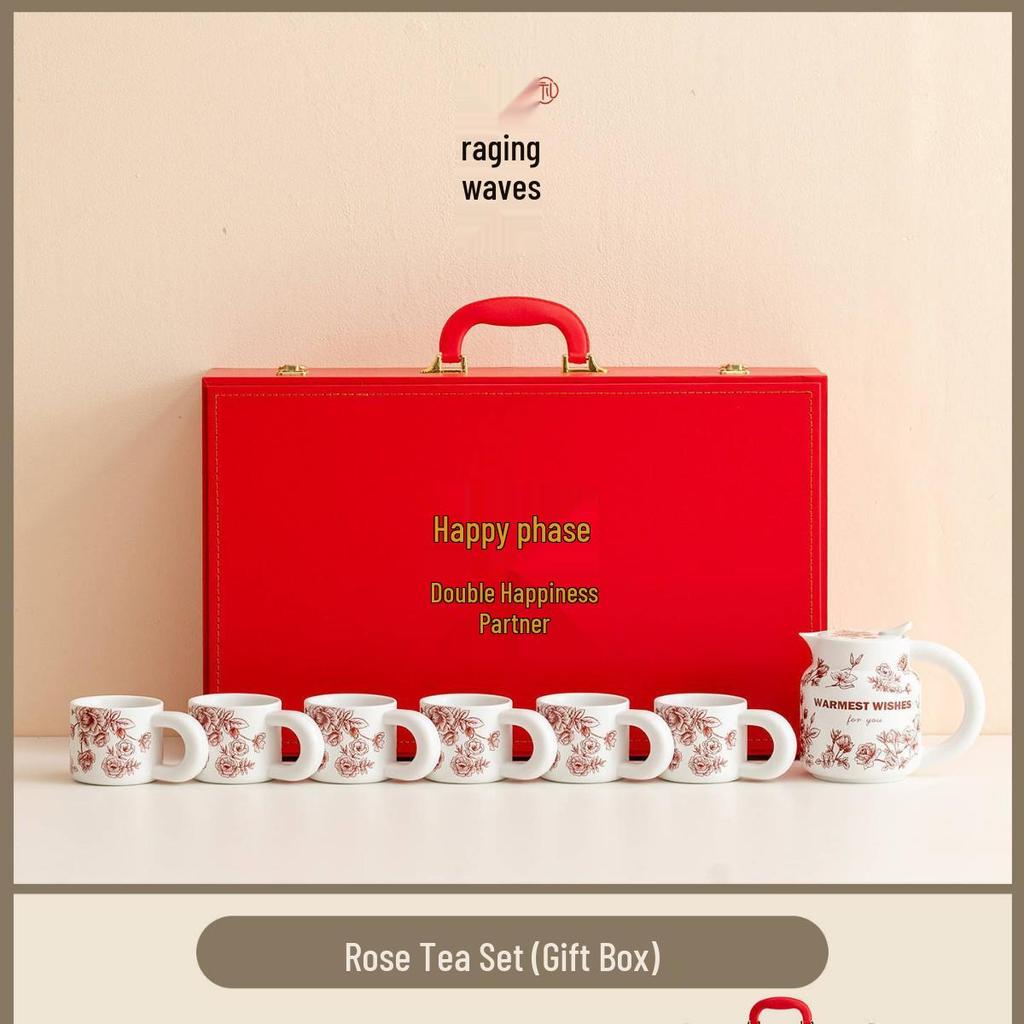 Newlywed Tea Set: Teapot & Teacups Gift for Couples & Friends