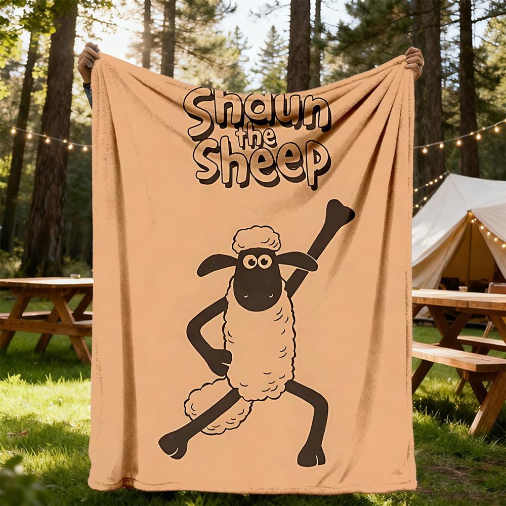 1pc Sheep Shaun Outdoor Blanket Lightweight Flannel, Soft & Warm, All-Season Use for Sofa, Outdoor, Camping, Living Room030