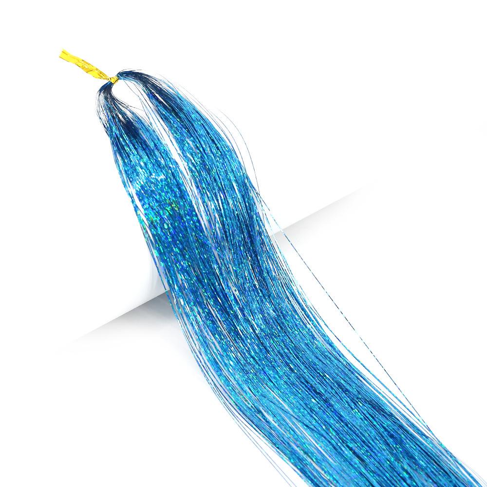 Gold Thread Laser Silk Wig & Seven-Color Hair Extensions with Tinsel Glitter Braiding Strips - 120cm