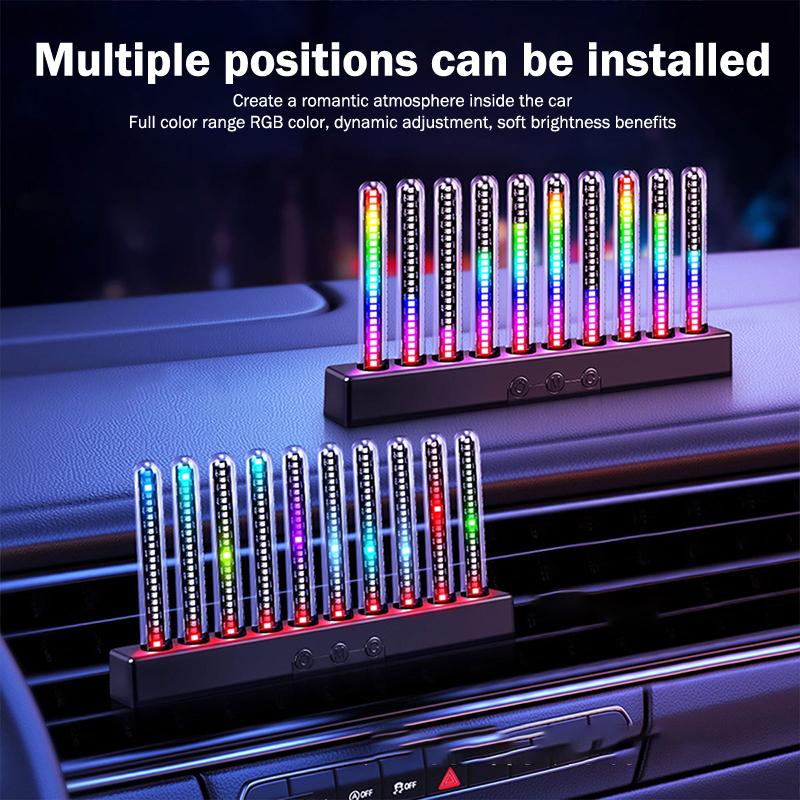 Car RGB Pickup Light Dynamic Gradient Sound Control Light Universal Air Vent Dashboard Car Interior Ornament Auto Interior Light