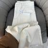 Women High Waisted Beige Straight Leg Jeans Spring Autumn Korean Style Wide Leg Pants Slim Fit V Line Stitching