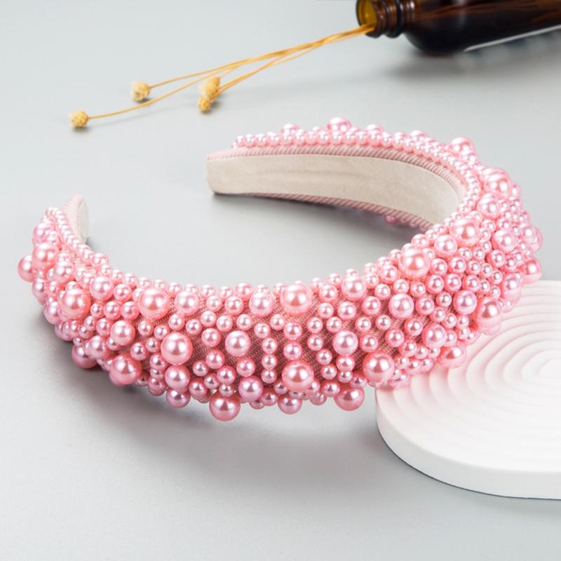 

1 шт. Губка/Жемчуг Разноцветный Широкий Край Элегантная Повязка на Голову Барокко Повязка для Волос Ручной Работы С Бисером Женская