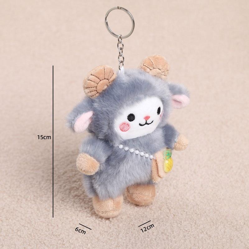 Soft Stuffed Plush Sheep Keychain Cute Zodiac Goat Bag Pendants Decoration For Backpack Handbag Purse  Year Gifts