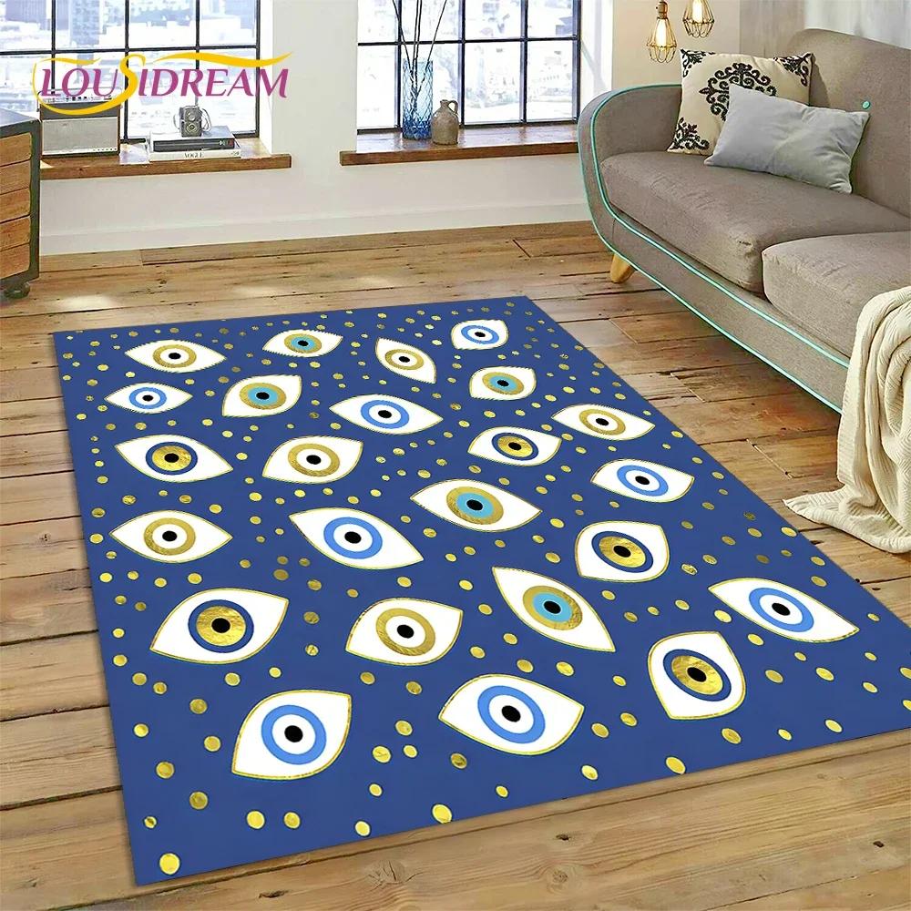 Evil Eye Turkey Blue Nazar Eye of Horus Carpet Rug for Bedroom Living Room Home Sofa Decoration,Child Game Large Decor Floor Mat