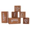 6pcs/1Set Baby Month Milestone Card Beech Block Square Engraved Newborn Birth Month Birthday Milestones Block Photography Props