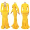 Vestido de Noche Sexy Ajustado de Color Sólido con Cuello en V para Mujer