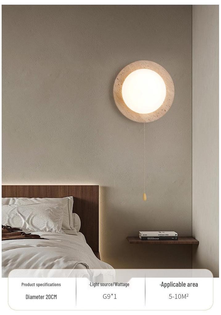 Wabi-Sabi Style Japanese Walnut Wall Lamp for Living Room, Bedroom, Hotel Entrance, or Corridor.
