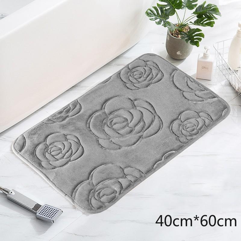 Tappetino da bagno con rose in rilievo Tappetino da bagno antiscivolo nel lavabo Vasca da bagno Tappeto da pavimento laterale Doccia Zerbino Memory Foam 3D Pad