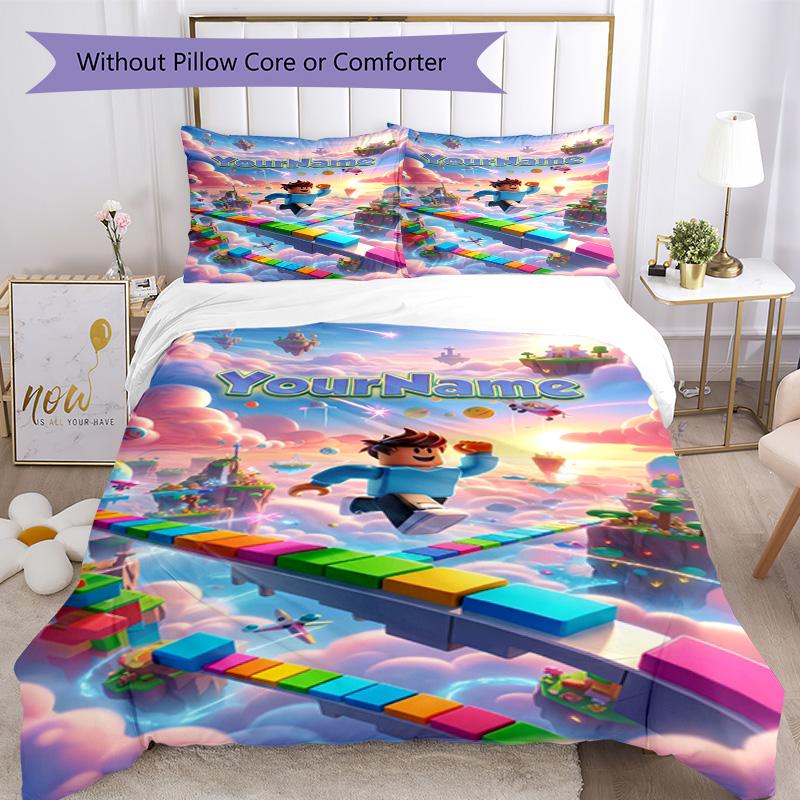 Roblox 496 Customize Your Name Bedding Set Breathable Duvet Cover with Pillowcases Home Decoration Birthday Gift