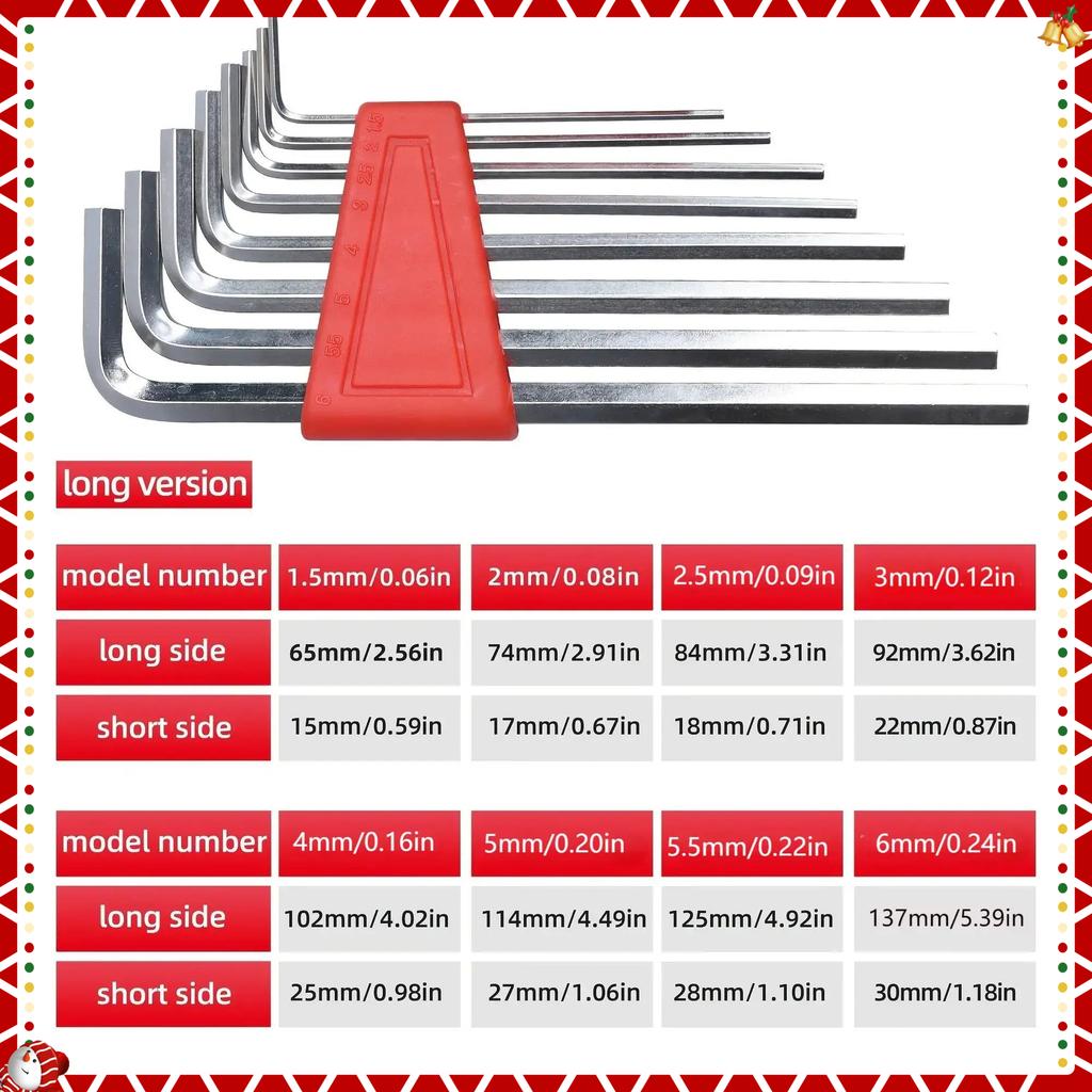 8 Stück Inbusschlüssel Metrischer Schlüssel Zollschlüssel L-Schlüssel Größe Inbusschlüssel Kurzer Arm Werkzeugsatz Leicht in der Tasche zu tragen