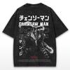 Denji Chainsaw Man Anime Printed Tshirt Mens and Womens Washed Tshirt High Quality Vintage Cotton Tshirt Harajuku Tops