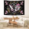 Skeleton Butterfly Tapestry Pink Goth Skull Hippie Mushroom Plants Floral Boho Tapestry Fantasy Abstract Moon Phase Flower