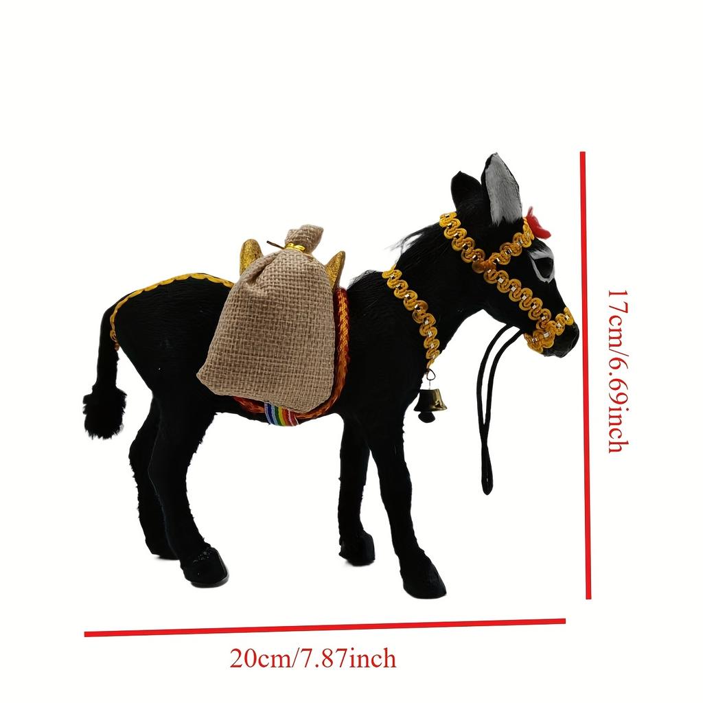1PC Handmade Donkey Blown Black Ornament Handcrafted Holiday Decoration Farm Animal Collection for Christmas Tree Birthday Gift