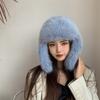 Warmer Men Women Pilot Hat Solid Color Ear Protection Hat Lamb Fur Cap Faux Fur Pilot Cap  Men