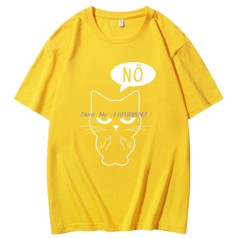 Funny Cat Showing Middle Finger Fashion Graphic T Shirts Summer Short Sleeve Tshirts Unisex Cotton Casual Streetwear Tshirt