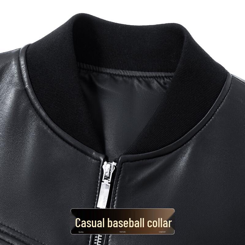 Fu Ting Men's Luxury Sheepskin Leather Baseball Jacket