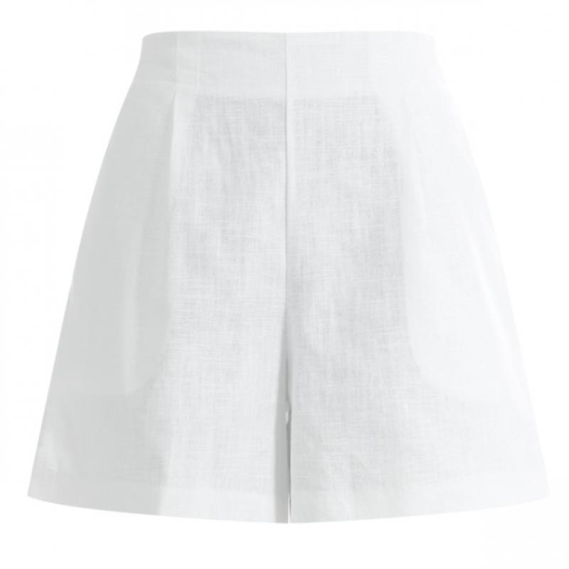Shop Women Linen Back Banding Shorts Brown Pic Wpt 1395