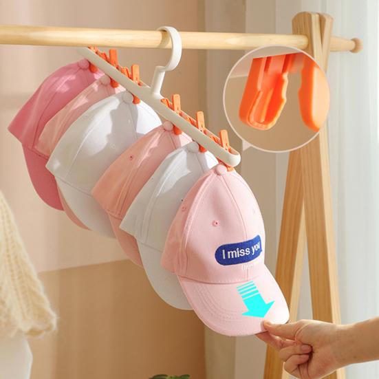Hat Hanger 6 Clips Space-saving PP Strong Hold Baseball Cap Organizer