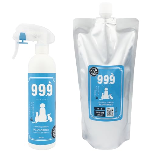 

[Dish and Pet Cleaning Cleaner] 99.9 Pet Cleaner (350ml Spray + 600ml Refill Set) Safe for Licks, Made in Japan, No Additives, No Fragrance, Odor
