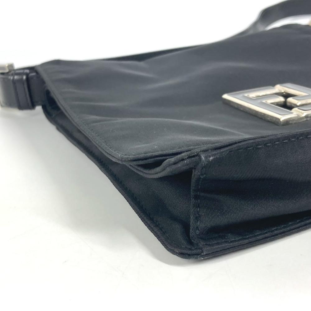 Fendi FF Logo Flap Crossbody Bag Pochette Shoulder Bag Nylon Black