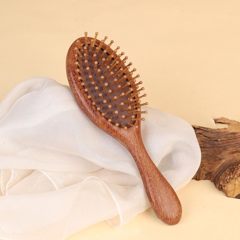 Mirror Comb 2-In-1 Sandalwood Air Cushion Comb - Fine-Toothed, Scalp Massaging Hairbrush For All Hair Types Scalp Massage