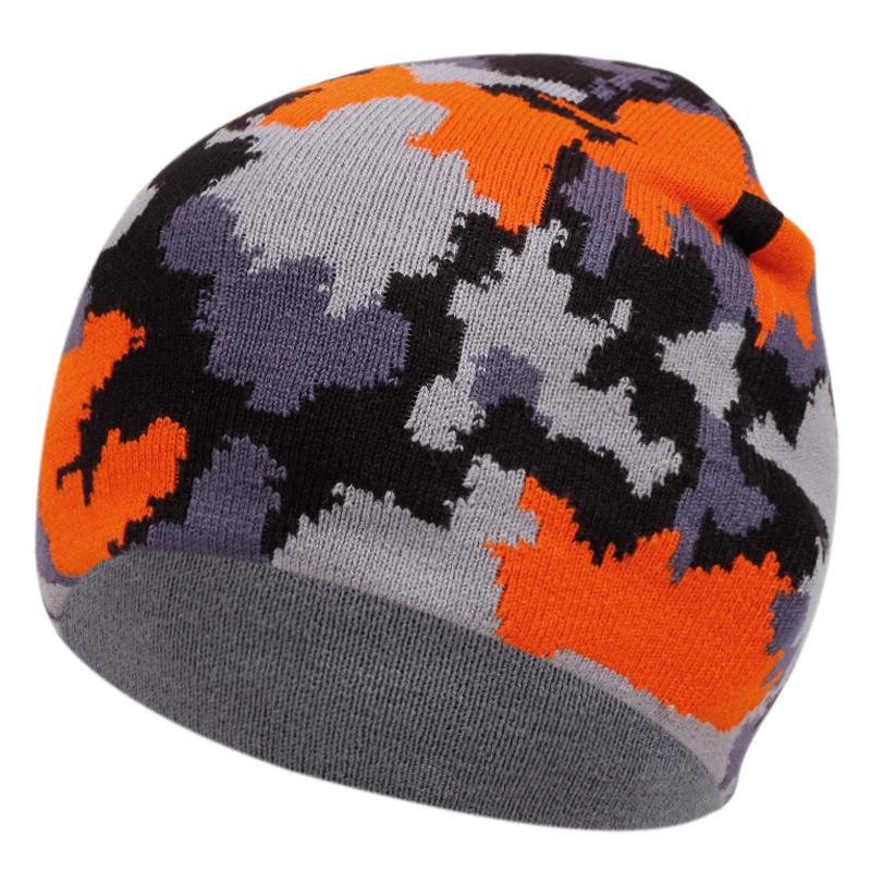 Multi-Color Fixed-Dyeing Knitted Hat, Warm In Winter, Men'S And Women'S Outdoor Beanie Popular Camouflage Casual Pattern Wool Hat