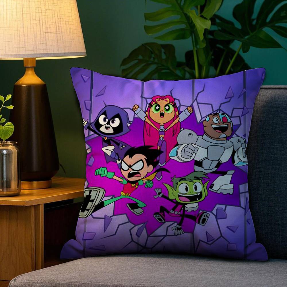 TTeen TTitans Go Pillow Case Plush Fabric Soft Double Sided Print Sofa Cushion Cover Throw Pillow Covers