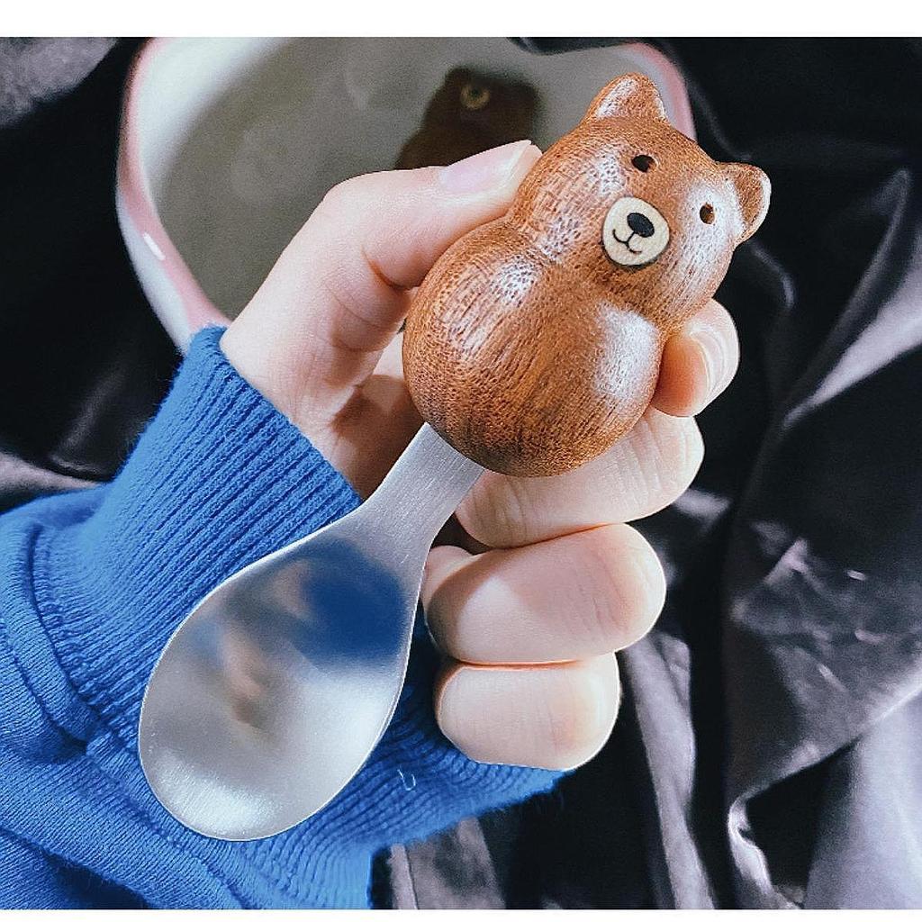 Bear Spoon Utensils Mixing Stirring Spoon Tea Spoon Stainless Steel Dessert Spoon for Daily Use Restaurant Holiday Gift Party