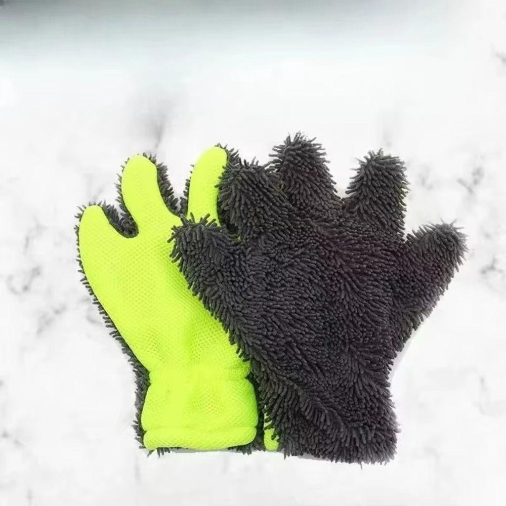 Anti-Scratch Car Washing Gloves Thick Cleaning Glove 5-Finger Design Washing Mitt  Auto Detailing