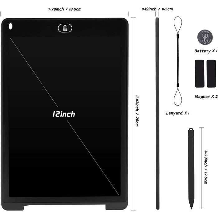 Tablette de dessin - ZGEER - 12 pouces - LCD couleur - Effaçable - Jouets éducatifs