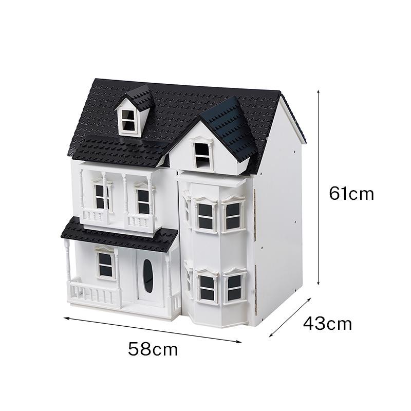 Nordic Wooden Dollhouse for Boys & Girls: Princess Villa Playset