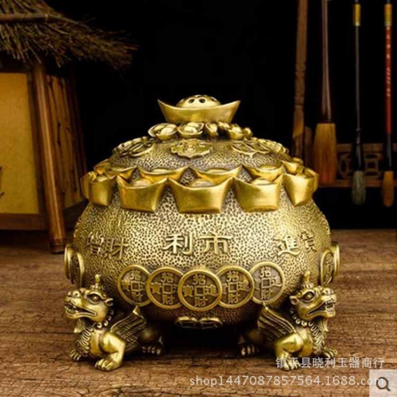 Copper Treasure Bowl Ornament Pixiu Living Room Housewarming Gift Metal Craft