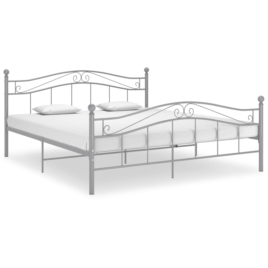 Double Bed Frame Gray Metal 160 X 200 Cm